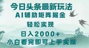 今日头条2025最新玩法,思路简单,复制粘贴,轻松实现矩阵日入2000+