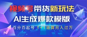 视频号带货新玩法,AI生成,百分百原创爆款模版 百分百起号,高佣商品T…