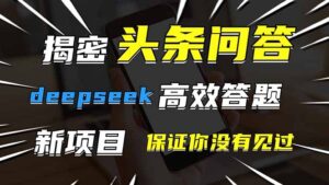 头条问答,刚出的新玩法!保证你没见过!用DeepSeek去高效答题,一个账…