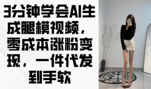 3分钟学会AI生成腿模视频,零成本涨粉变现,一件代发到手软