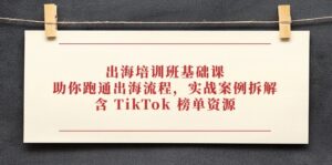 出海培训班基础课,助你跑通出海流程,实战案例拆解,含 TikTok 榜单资源