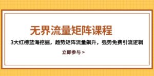 无界流量矩阵课程,3大红榜蓝海挖掘,趋势矩阵流量飙升,强势免费引流逻辑
