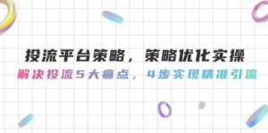 投流平台策略,策略优化实操,解决投流5大痛点,4步实现精准引流
