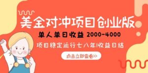 美金对冲创业项目，日收益1000-4000，小众暴力项目