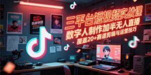 三平台短视频实战课,数字人制作加半无人直播,覆盖20+赛道剪辑与运营技巧