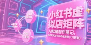 小红书虚拟店矩阵,AI批量制作笔记,自动发货加半自动化运营(7月更新)