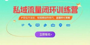 私域流量闭环训练营:IP定位方法论,短视频创作技巧,直播转化策略