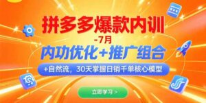 拼多多爆款内训-7月 内功优化+推广组合+自然流 30天掌握日销千单核心模型