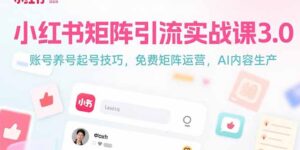 小红书矩阵引流实战课3.0:账号养号起号技巧,免裴矩阵运营,AI内容生产