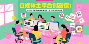 自媒体全平台创富课:小红书/百家号/视频号等平台,月入3万变现全流程