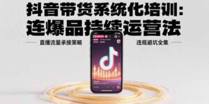 抖音带货系统化培训:连爆品持续运营法,直播流量承接策略,违规避坑全集