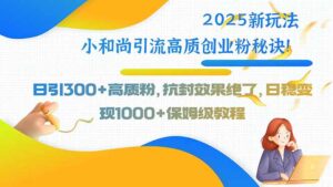 2025新玩法小和尚引流高质创业粉秘诀!日引300+高质粉,抗封效果绝了,…