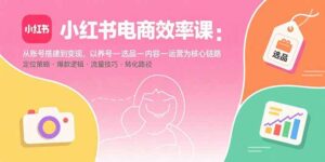 小红书电商效率课:从账号搭建到变现,以养号-选品-内容-运营为核心链路