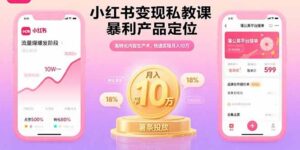 小红书变现私教课,暴利产品定位,高转化内容生产术,快速实现月入10万