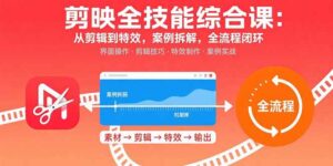 剪映全技能综合课:从剪辑到特效,案例拆解,全流程闭环