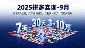 2025拼多多实训-9月:新手7天起量,30天日销破万,月利润3-10万,可矩阵复制