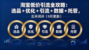 淘宝低价引流全攻略:选品+优化+引流+数据+托管,五环闭环(9月更新)