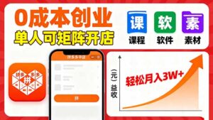 拼多多虚拟电商,0成本,单人可矩阵开店,轻松月入3W+