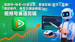 视频号+快手+抖音运营,赛道剪辑/数字人直播/爆款制作,单号日佣金峰值2w+