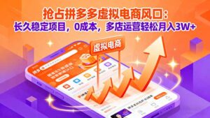 抢占拼多多虚拟电商风口:长久稳定项目,0成本,多店运营轻松月入3W+