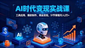 AI时代全场景实战课,工具应用、爆款制作、商业变现,51节掌握月入2万+