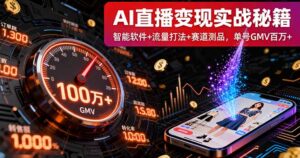 AI直播变现实战9月线下课:智能软件+流量打法+赛道测品,单号GMV百万+