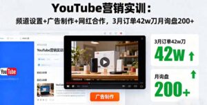 YouTube营销实训:频道设置+广告制作+网红合作,3月订单42w刀月询盘200+