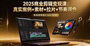 2025商业剪辑变现课:真实案例+素材+拉片+节奏调色,单条商单报价500-5000
