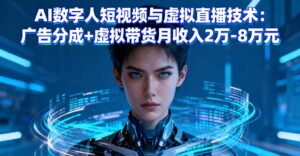 AI数字人短视频与虚拟直播技术:广告分成+虚拟带货月收入2万-8万元