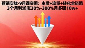 营销实战-9月突围课:本质+流量+转化全链路 3个月利润涨30%-300%月多赚10w+