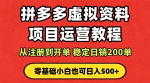 拼多多开店运营课程： 蓝海变现玩法，轻松实现睡后收入 零基础小白也可…