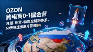 OZON跨境电商0-1掘金营:注册-运营-物流全链路体系,60天快速出单月营收8w