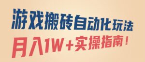 游戏搬砖自动化玩法,月入1W+实操指南!