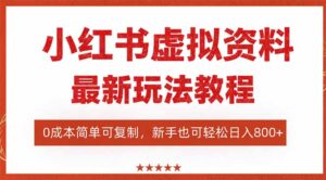 小红书虚拟资料项目:最新搜索流变现玩法,0成本简单可复制,一人多店…