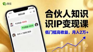 合伙人知识IP变现课,微信生态,内容创作与爆款打造,全网引流,新手月入2w+