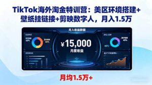 TikTok海外淘金特训营:美区环境搭建+壁纸挂链接+剪映数字人,月入1.5万