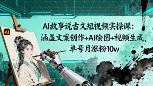AI故事说古文短视频实操课：涵盖文案创作+AI绘图+视频生成，单号月涨粉10w