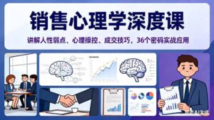 销售心理学深度课，讲解人性弱点、心理操控、成交技巧，36个密码实战应用